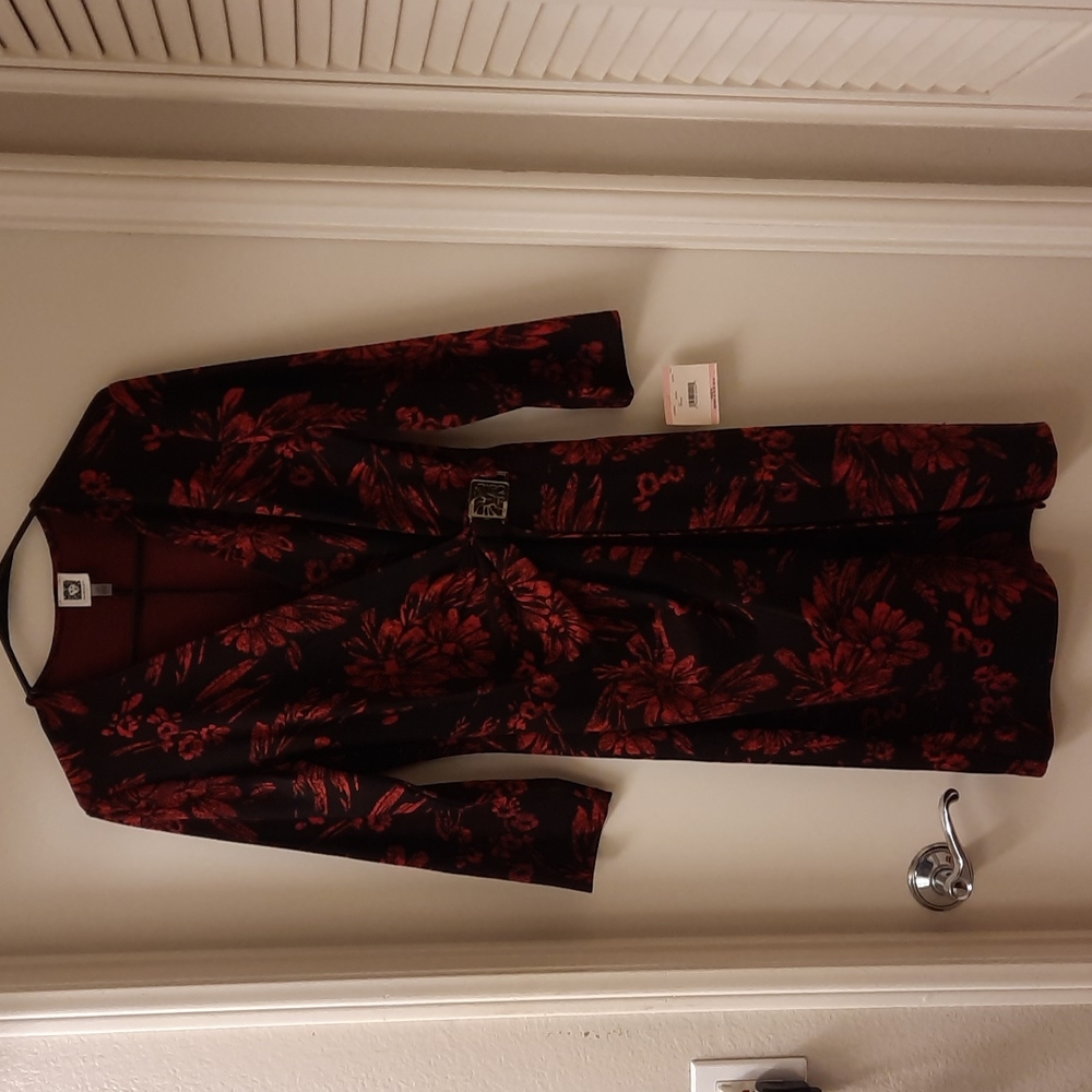 NWT, Anne Klein Textured Floral Faux Wrap Dress